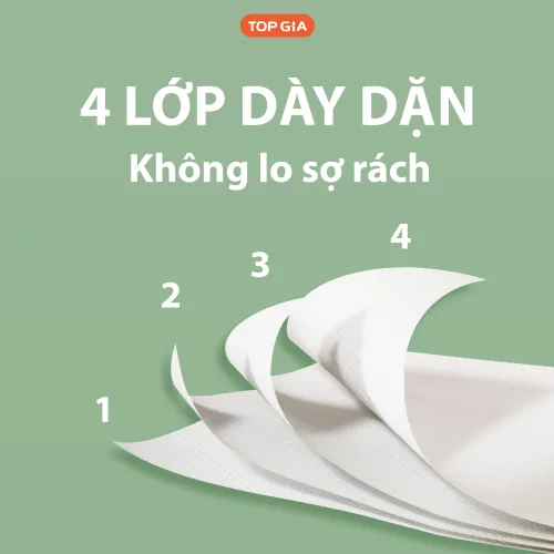 Giấy rút đáy Topgia Sắc Việt bịch 1280 tờ, quy cách 4 lớp