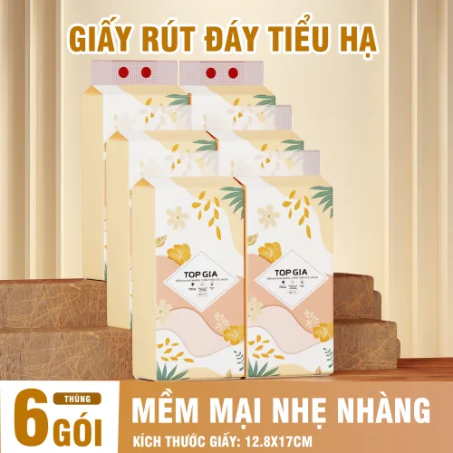 Giấy ăn rút đáy Topgia Tiểu Hạ 12.8x17 cm, 1 gói 1000 tờ