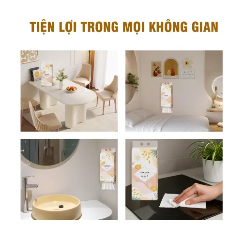 Giấy ăn rút đáy Topgia Tiểu Hạ 12.8x17 cm, 1 gói 1000 tờ