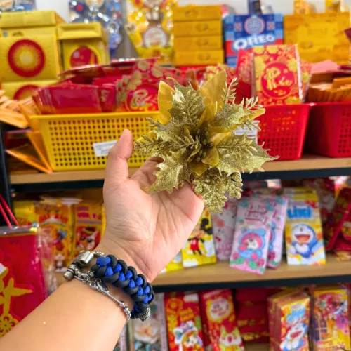 Chuyên sỉ 1 Hoa Kim Tuyến Trang Trí Tết - Bông Kim Tuyến Vàng, Đỏ, Trắng