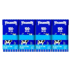 Nơi lấy sỉ 1 Lốc 4 Hộp Sữa Tươi Tiệt Trùng VINAMILK Ít Đường 110ml/Hộp