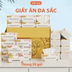 Chỗ sỉ 1 Thùng 10 Gói Giấy Ăn Topgia Đa Sắc