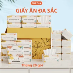 Chỗ sỉ 1 Thùng 10 Gói Giấy Ăn Topgia Đa Sắc