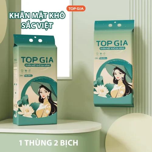Nguồn hàng sỉ 1 Thùng 2 Bịch Khăn Mặt Khô TOPGIA Sắc Việt