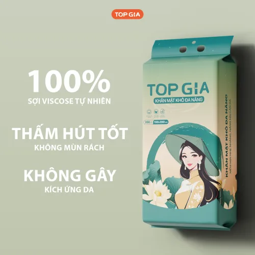 Nguồn hàng sỉ 1 Thùng 2 Bịch Khăn Mặt Khô TOPGIA Sắc Việt