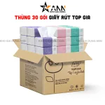 Thùng 30 gói khăn giấy ăn Top Gia 3 màu loại nhỏ