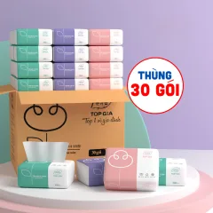 Thùng 30 gói khăn giấy ăn Top Gia 3 màu loại nhỏ