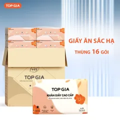 Giấy ăn Topgia Sắc Hạ 4 lớp, 240 tờ, thùng 36 gói