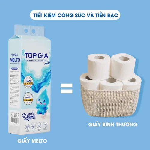 Giấy vệ sinh Topgia Melto 4 lớp, 1800 tờ/thùng 6 bịch
