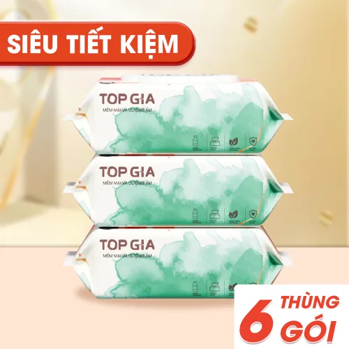 Topgia Ban Mai Khăn Ướt 80 Tờ, 1 Thùng 6 Bịch