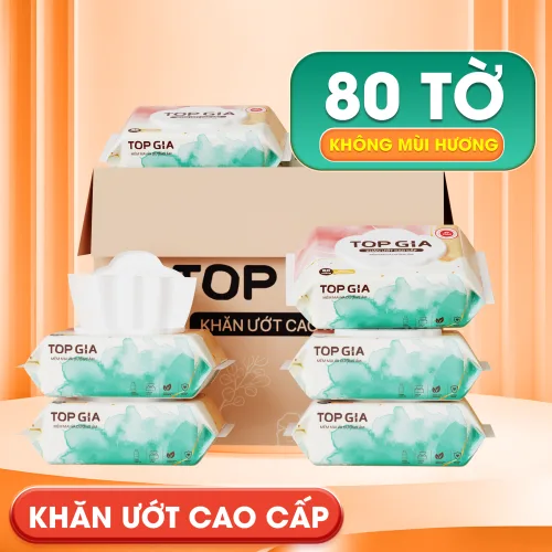 Topgia Ban Mai Khăn Ướt 80 Tờ, 1 Thùng 6 Bịch