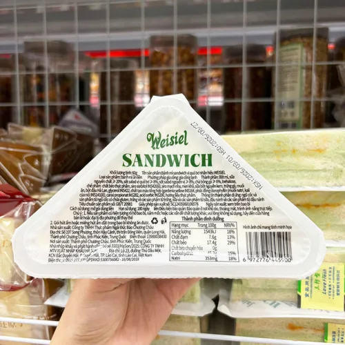 Bánh sandwich tam giác Weisiel vị bơ, quy cách thùng 32 cái