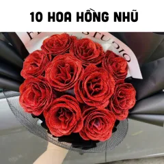 Hoa hồng nhũ tông đỏ kích thước lớn, số lượng 10 bông