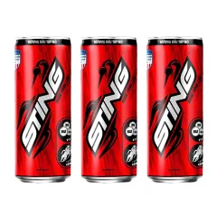 Nước ngọt Sting đỏ hương dâu tây – 3 lon, mỗi lon 320ml