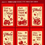 60 bao lì xì nhung bản to, chọn 10 hình, mỗi hình 6 cái