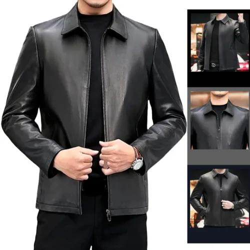 Nguồn hàng sỉ áo Khoác Da Nam Cổ Bẻ Lót Lông Cao Cấp (Có size to 3x)