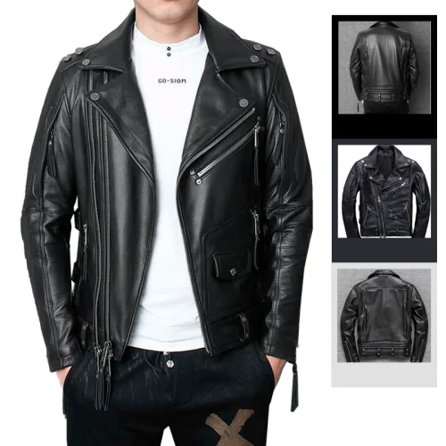 Chuyên sỉ áo Khoác Da Nam Cổ Bẻ Phối Khoá Zip Cao Cấp (Có Size to 3x)