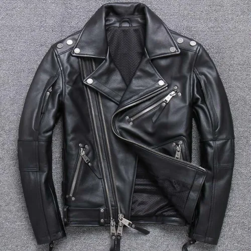 Chuyên sỉ áo Khoác Da Nam Cổ Bẻ Phối Khoá Zip Cao Cấp (Có Size to 3x)