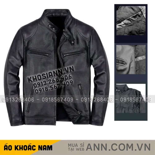 Nguồn hàng sỉ áo Khoác Da Nam Cổ Trụ Lót Vải Mềm Cao Cấp Có Big Size