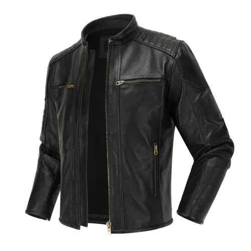 Áo khoác da nam lót vải dù, dây kéo đồng, size 3XL
