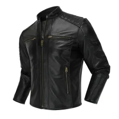 Áo khoác da nam lót vải dù, dây kéo đồng, size 3XL