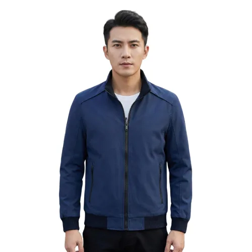 Áo khoác dù nam trơn form đứng, thiết kế cổ trụ, có big size