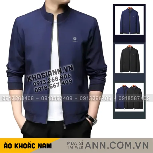 Áo Khoác Dù Nam Cổ Trụ Lót Dù Sọc Túi Trong AK095