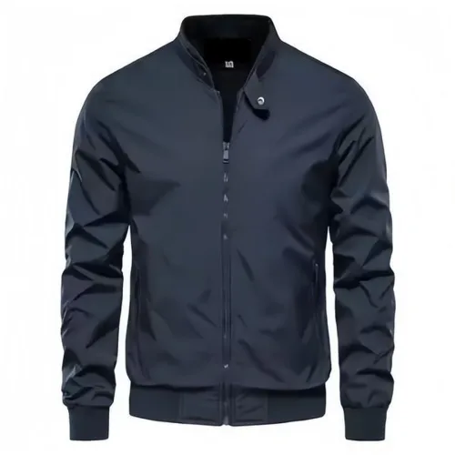 Áo khoác dù nam hai lớp trơn, cổ đứng và tay bo AK092