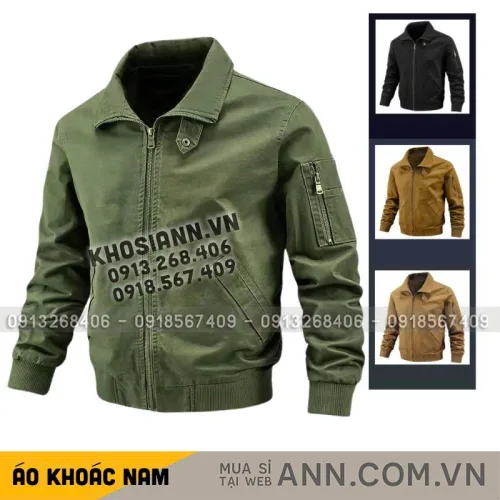 Áo Kaki Nam Big Size Dày Lót Dù Cổ Bẻ Túi Trong