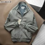 Áo khoác dù nam cổ trụ phối sọc, thiết kế 2 lớp
