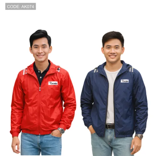 Áo khoác dù Rurumen nam 2 lớp có nón, logo trước ngực