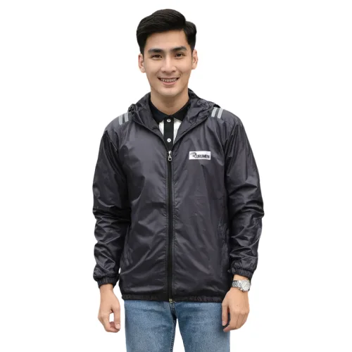 Áo khoác dù Rurumen nam 2 lớp có nón, logo trước ngực
