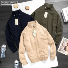Áo Kaki Nam Cổ Trụ Hai Lớp Có Logo Thêu