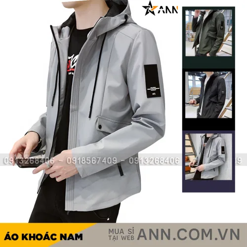 Áo khoác dù nam Rurumen có nón, 2 lớp, phối logo bên tay (có size 3x)