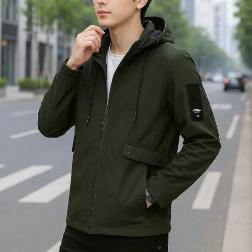 Áo khoác dù nam Rurumen có nón, 2 lớp, phối logo bên tay (có size 3x)