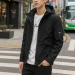Áo khoác dù nam Rurumen có nón, 2 lớp, phối logo bên tay (có size 3x)
