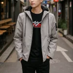 Áo khoác dù nam Rurumen có nón, 2 lớp, phối logo bên tay (có size 3x)