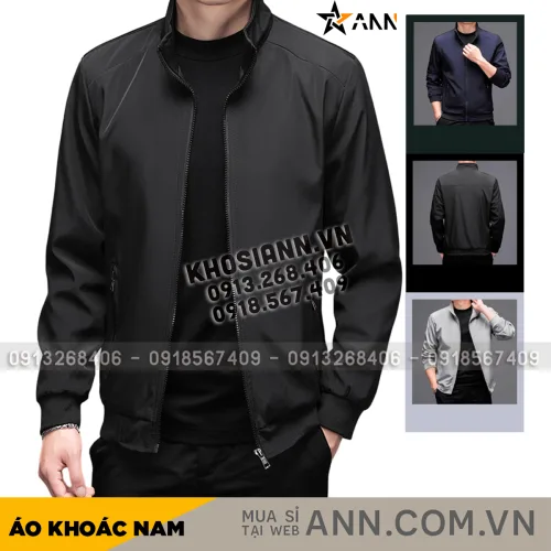 Áo khoác dù nam Rurumen 2 lớp kiểu trơn, cổ đứng, size 3X