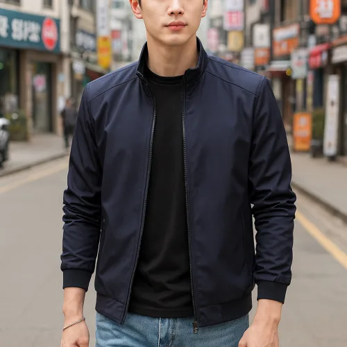 Áo khoác dù nam Rurumen 2 lớp kiểu trơn, cổ đứng, size 3X
