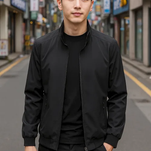 Áo khoác dù nam Rurumen 2 lớp kiểu trơn, cổ đứng, size 3X