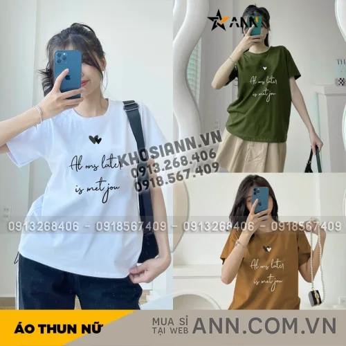 Shop sỉ áo nữ thun thái form rộng giấu quần in hoạ tiết trái tim