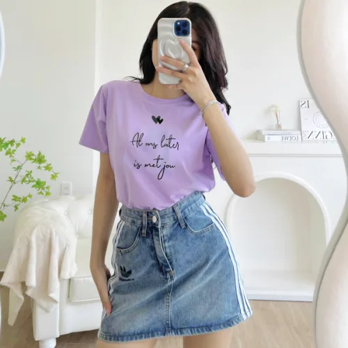 Shop sỉ áo nữ thun thái form rộng giấu quần in hoạ tiết trái tim