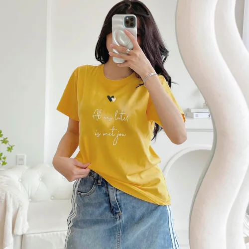 Shop sỉ áo nữ thun thái form rộng giấu quần in hoạ tiết trái tim