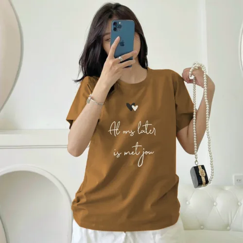 Shop sỉ áo nữ thun thái form rộng giấu quần in hoạ tiết trái tim