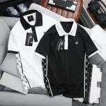 Áo thun polo nam có cổ phối sọc, logo thêu trước ngực, có size 3x