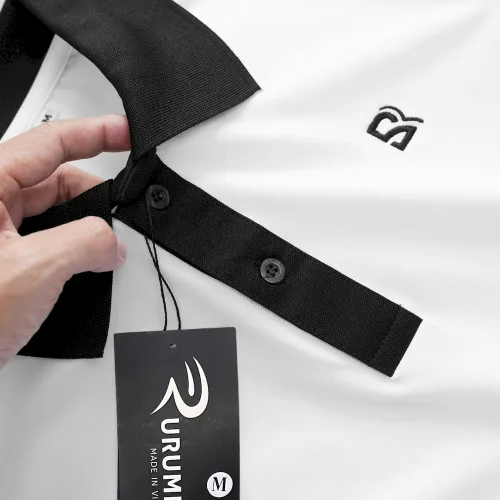 Áo thun polo nam có cổ phối sọc, logo thêu trước ngực, có size 3x