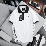 Áo thun polo nam có cổ phối sọc, logo thêu trước ngực, có size 3x