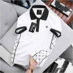 Áo thun polo nam có cổ phối sọc, logo thêu trước ngực, có size 3x