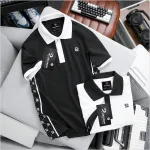 Áo thun polo nam có cổ phối sọc, logo thêu trước ngực, có size 3x