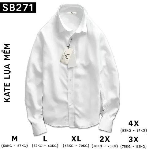 Áo sơ mi công sở nam chất liệu kate lụa, tay dài, có size 4x